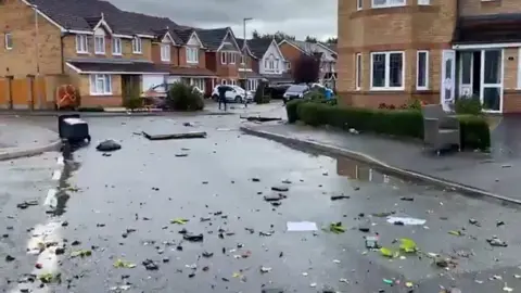 Aftermath of mini tornado in Widnes