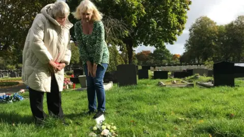 BBC Anne Howard, pictured with her daughter Jane, at her other daughter's grave