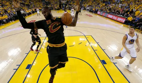 Getty Images LeBron James, of the Cleveland Cavaliers, dunks the ball against the Golden State Warriors, June 2017