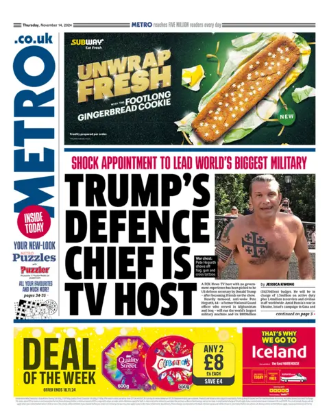  "Trump's defence chief is TV host".