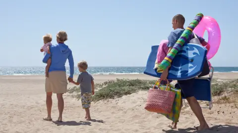 Family on beach