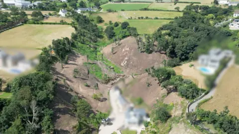 A drone image of the valley in Fliquet where the tree surgeons were working.
