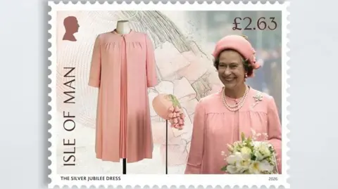 IOMPO/ROYAL COLLECTION A stamp featuring the pink outfit worn by the Queen during the 1977 Silver Jubilee.