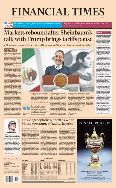 The front page of the Financial Times