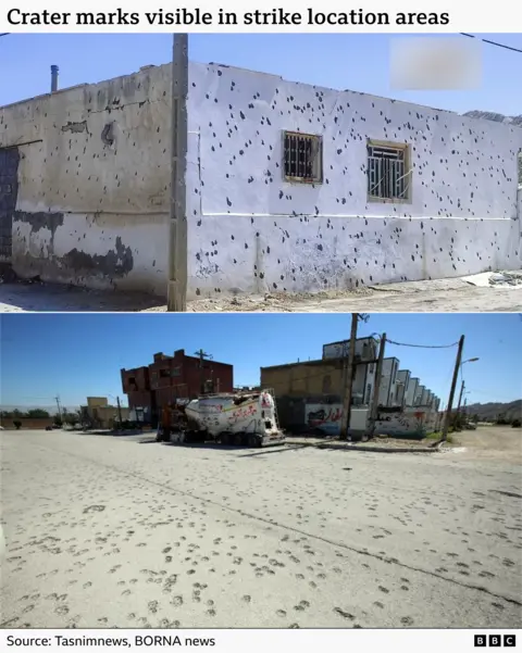 Images showing small tightly-packed crater marks which matches the spread of fragments from an airburst warhead like a PrSM, according to expert analysis.