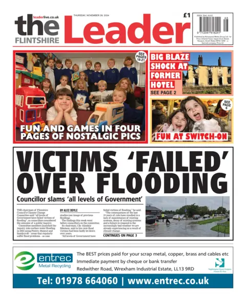 Flintshire Leader Front page of the Flintshire Leader