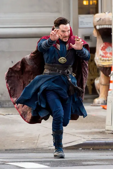 Getty Images Benedict Cumberbatch is seen filming "Doctor Strange" on April 3, 2016 in New York City. 