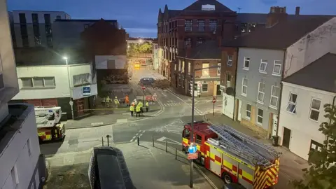 Leicester Media Online Fire engine and a cordon on a street in Leicester