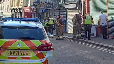 Emergency services at the scene in Dudley