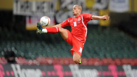 Getty Images  Robert Earnshaw playing for Wales