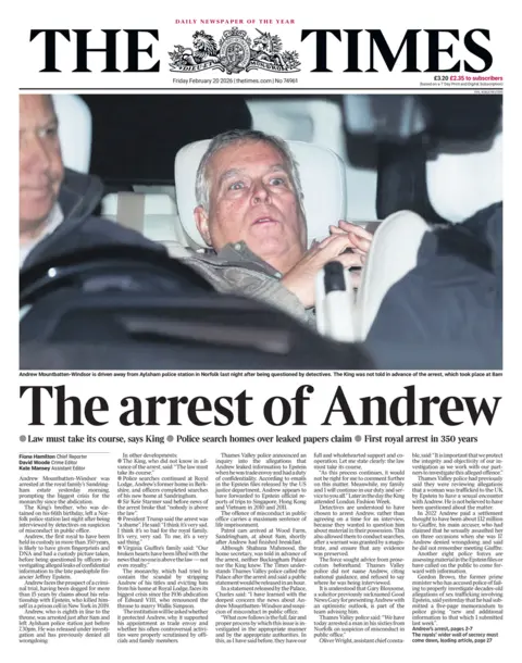 The front page of the Times reads: 