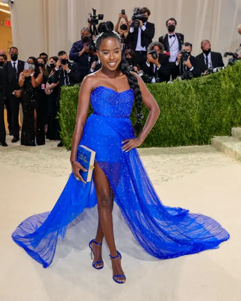 Getty Images Poet Amanda Gorman in a blue Vera Wang dress