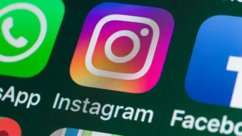 A screengrab from the phone of the Instagram and Facebook logos