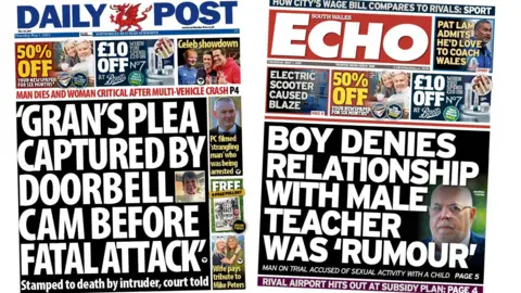 Front page of Daily Post and South Wales Echo