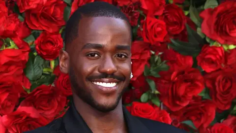 Ncuti Gatwa attends the UK Premiere of Searchlight Pictures' 'The Roses' at Odeon Luxe Leicester Square, London on August 28, 2025 in London, England.