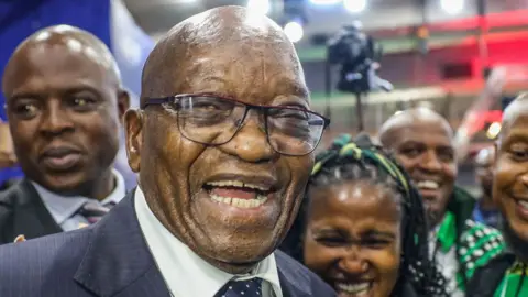 Jacob Zuma (leader) of uMkhonto weSizwe (MK) Party at the National Result Operation Centre (ROC) at Gallagher Estate on June 01, 2024