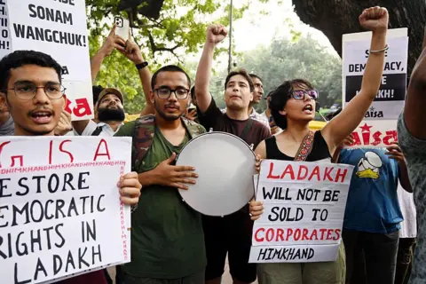 Getty Images Protests over Ladakh