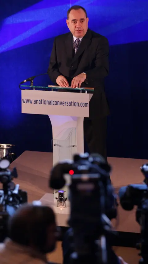 PA Media Scotland's First Minister Alex Salmond addresses a conference at Napier University, Edinburgh, in which he set out the SNP's plans for a referendum on independence.