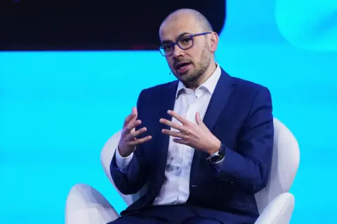 Getty Images Demis Hassabis, co-founder and chief executive officer of Google DeepMind of the United Kingdom, delivers a conference during the Mobile World Congress (MWC), the telecommunications industry's largest annual gathering, in Barcelona on February 26, 2024.