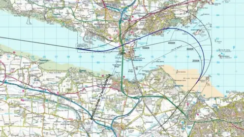Edinburgh Airport Proposed flight path E7a