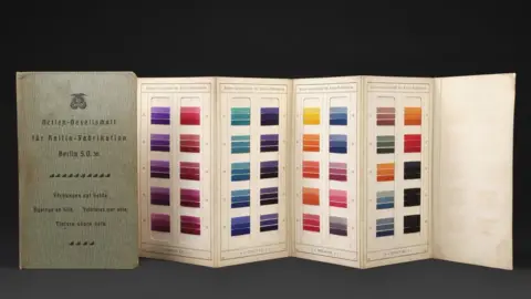 Ellie Atkins Folder of dyed woollen samples, The Berline Aniline Company, 19th century.