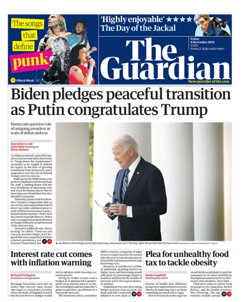  "Biden pledges peaceful transition as Putin congratulates Trump"