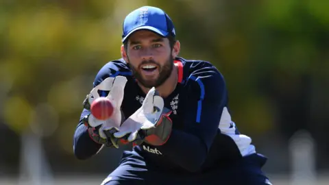 England wicketkeeper Ben Foakes catches a ball in training before the West Indies Test series begins