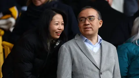 Reuters Wolverhampton Wanderers chairman Jeff Shi in the stands before the match