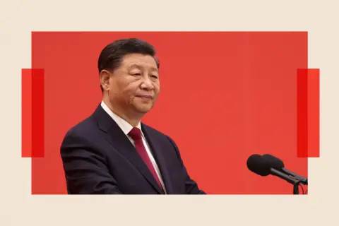 Getty Images Xi Jinping speaks at a podium during