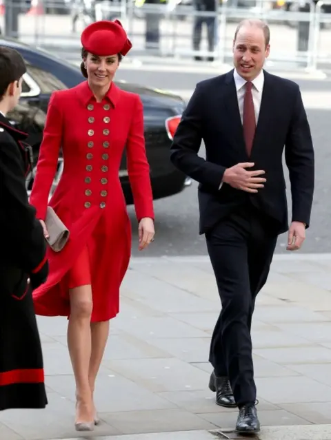 PA The Duke and Duchess of Cambridge arrived for the Commonwealth Service at Westminster Abbey