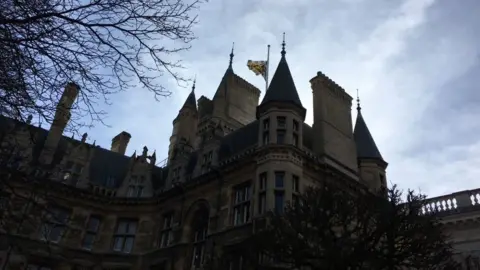 Gonville and Caius College flag at half mast