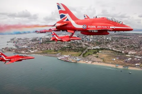 EPA The Red Arrows flying in the air