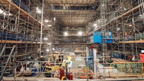 Bristol Beacon Interior of Bristol Beacon showing huge banks of scaffolding