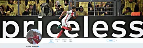 @KMbappe Mbappe Lotte's Twitter header with the word "priceless" behind it. Real Madrid and other clubs are reportedly interested in Mbappe Lotte, who's valued at roughly £100 million