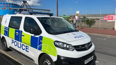 Qays Najm/BBC A marked police van parked up in Great Yarmouth.