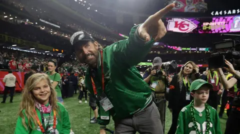 Reuters Actor Bradley Cooper joined Declan LeBaron (right) to announce their favourite team - the Philadelphia Eagles