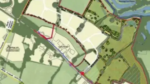 A planning map outlining a plot of land north of Eastbourne Road.