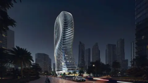 An artist's impression of the Bugatti Residences building in Dubai