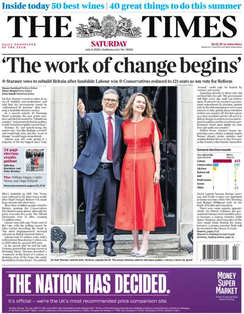 Front page of The Times for 6 July