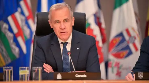 Canada's Prime Minister Mark Carney meets with First Ministers to discuss various trade and policy issues at TCU Place in Saskatoon, Saskatchewan, Canada June 2, 2025. 
