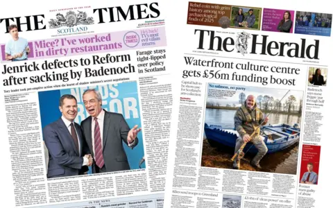 index picture combining the front pages of two newspapers