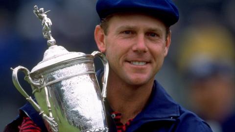 The late Payne Stewart with US Open trophy after winning at Pinehurst in 1999