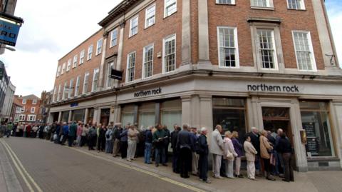 People queuing outside Northern Rock