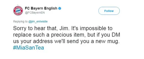 Twitter Bayern Munich's response to Jim's tweet