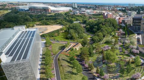 CGI images of how new Riverside Park at Riverside Sunderland regeneration site could look