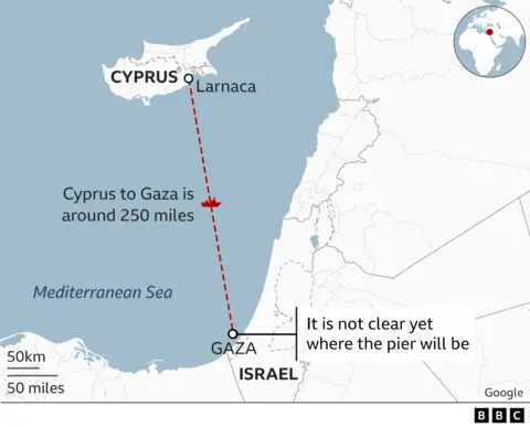 Gaza Pier map