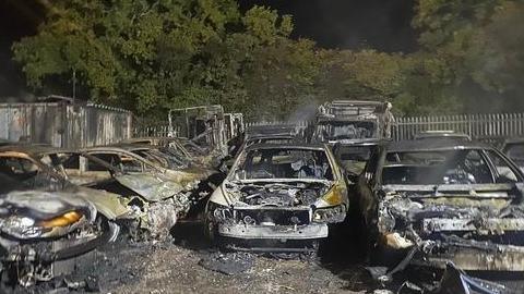 Cars damaged by fire