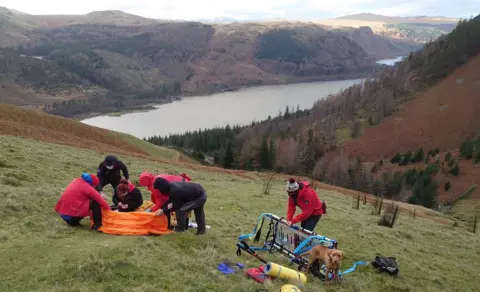 Keswick Mountain Rescue Team Rescuers at the scene