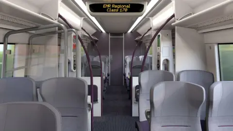 EMR Concept image of the interior of a refurbished EMR train carriage