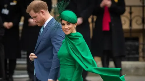 PA Media The Duke and Duchess of Sussex arriving at the Commonwealth Service at Westminster Abbey, London in March 2020